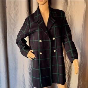 Chic Double-Breasted Plaid Coat